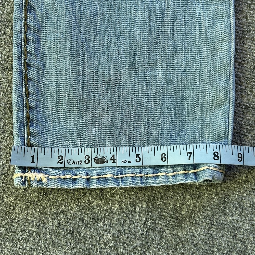 True Religion Ricky Relaxed Straight Jeans Mens 36x34 Blue Light Wash Distressed - Picture 15 of 16